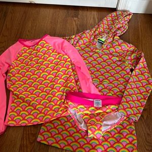 3 piece Lands end Girl bathing suit! 💞 🌈
